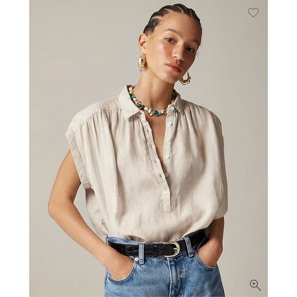 J. Crew Tops - J. Crew New Capitaine shirt in Baird McNutt Irish linen Flax Size M NWT CG943